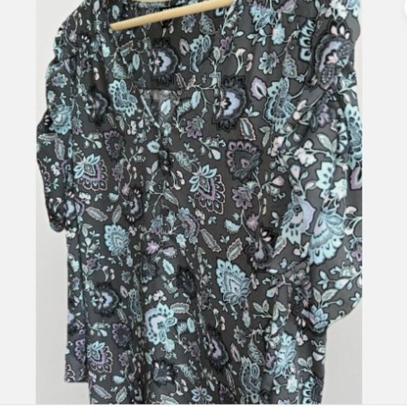 Torrid Plus Harper 1/2 Sleeve Pullover Blouse Floral Boho Work V Neck Size 1X - Picture 5 of 7